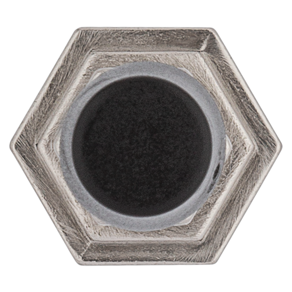 Satin nickel hexagonal door stop tip with black rubber cushion for wall protection in home improvement projects under $50