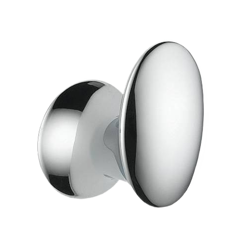 Sleek chrome robe hook with smooth oval design, ideal for organizing towels and robes in home improvement projects