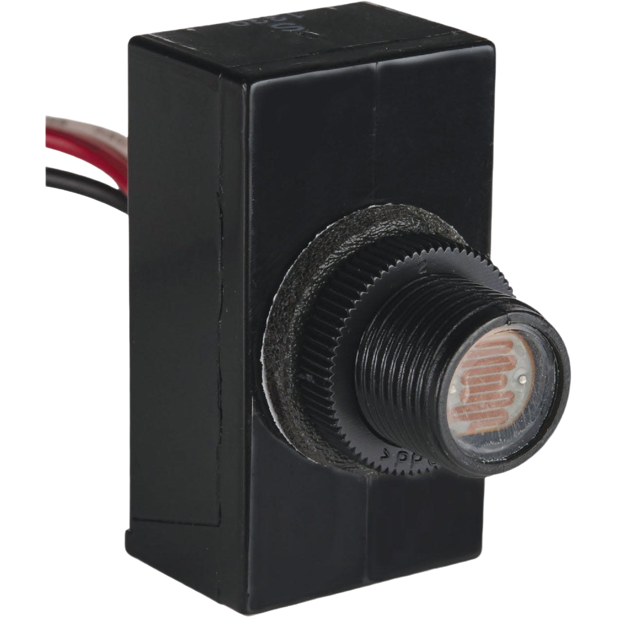 Black heavy-duty photocell lamp control with mounting nut and gasket for electrical home improvement projects under $50