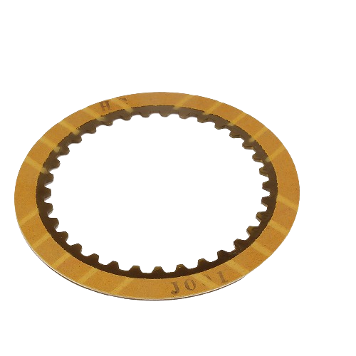 John Deere drivetrain transmission disk in gold finish from parts and lubricants collection for equipment repair.