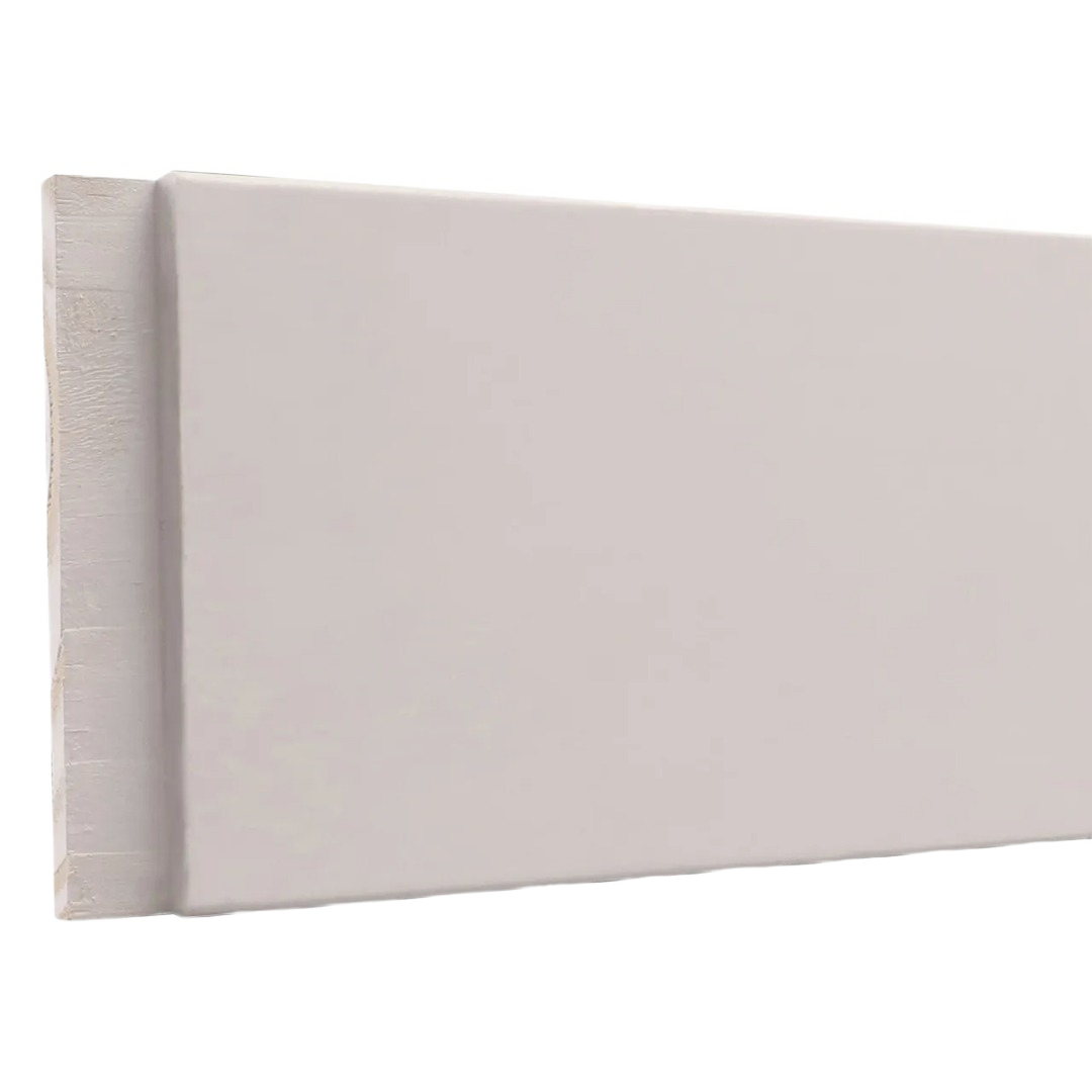 Flat pine door jamb in white finish for interior door framing in home improvement and building projects