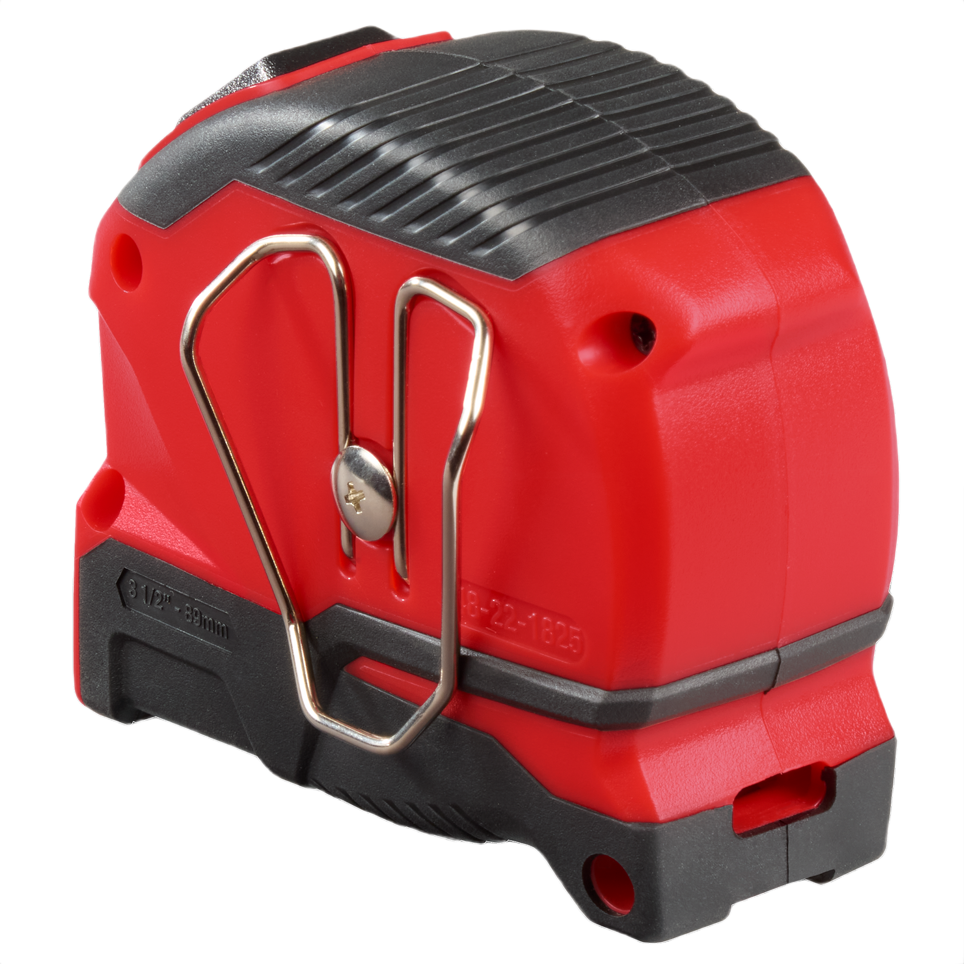 Red and black compact tape measure with metal belt clip and textured grip for precise measuring in home improvement tasks