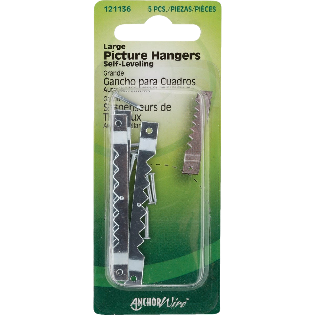 Large self-leveling sawtooth picture hangers with mounting nails for hardware and home improvement projects under $50