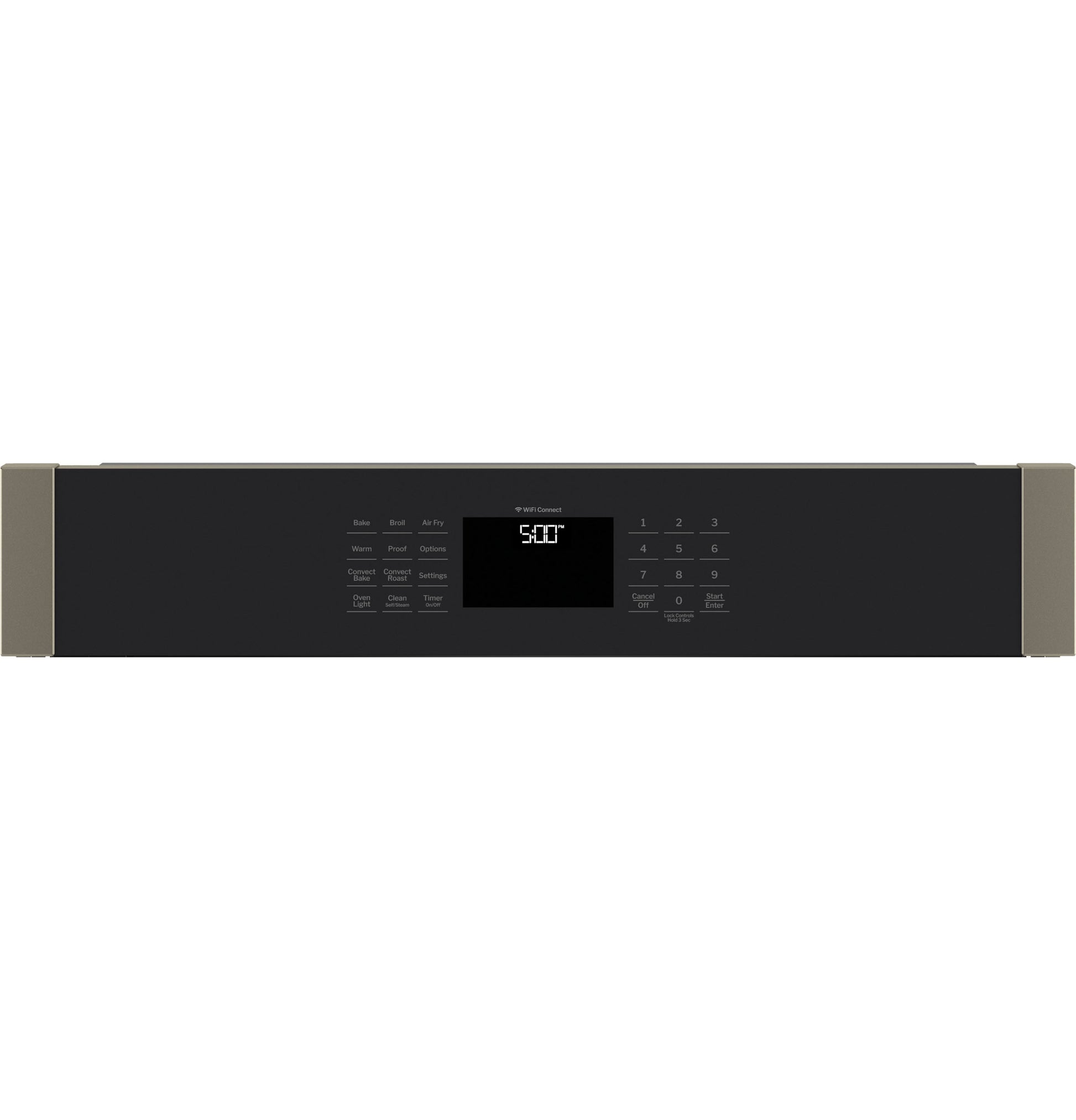 Control panel close-up of GE built-in double wall oven with digital timer and touchpad in Kitchen & Appliances collections