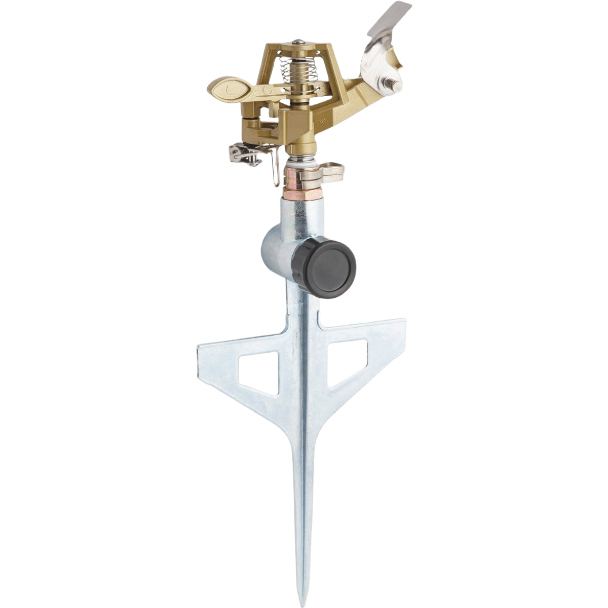 Metal impulse sprinkler with T-spike base for lawn watering in Lawn & Garden and Watering & Irrigation collections under $50