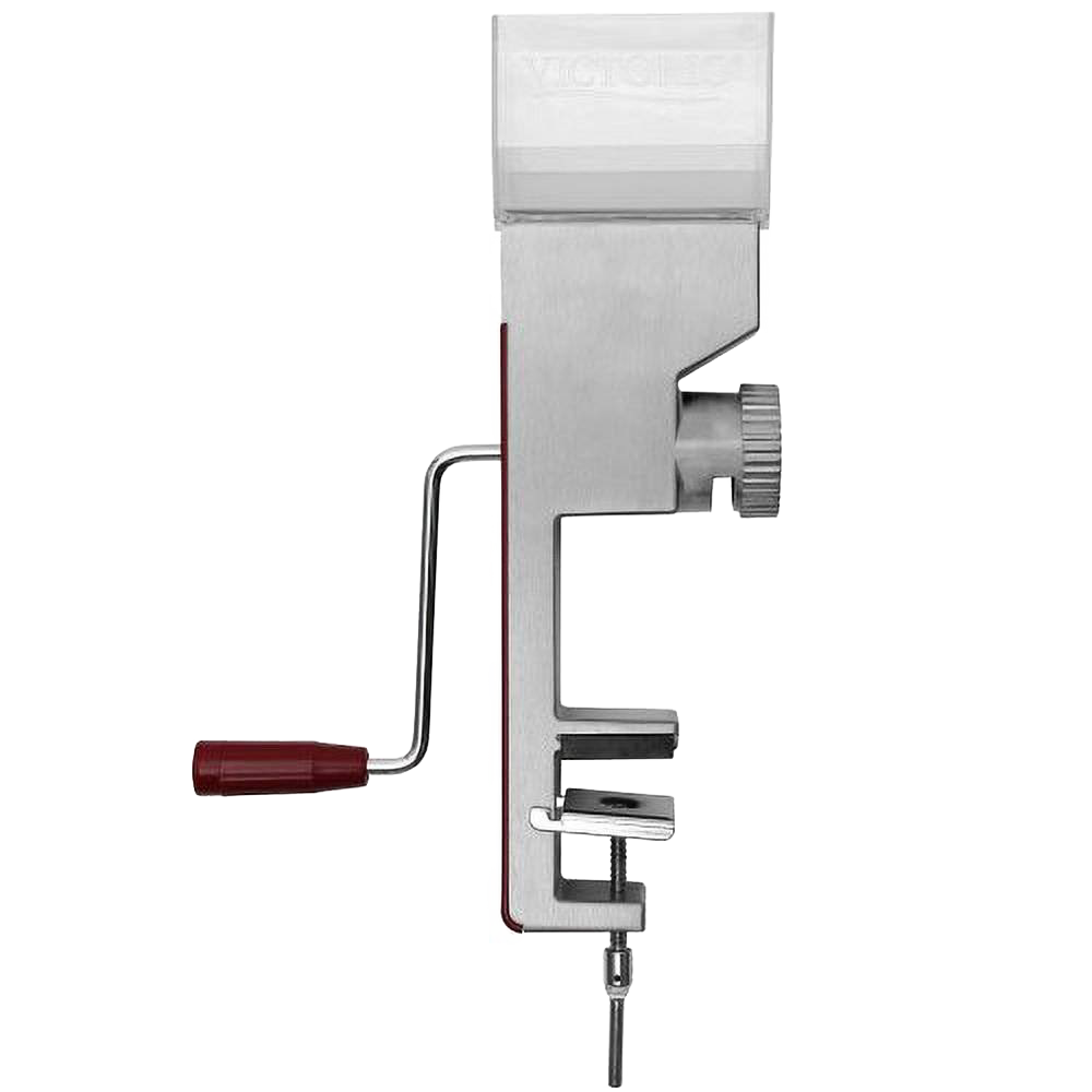 Stainless steel grain mill with red handle and clamp for small kitchen appliances and kitchen gadgets collection