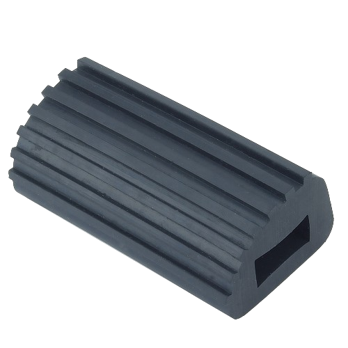 Black rubber brake pedal pad with grooved surface for improved grip in home improvement and tools applications