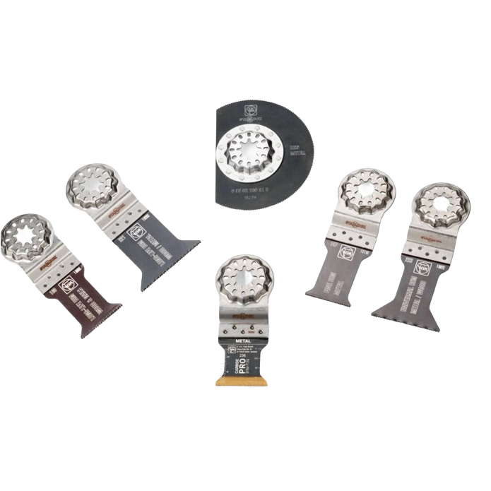 Set of six metal cutting saw blades with Starlock mount for multi-tools in power tool accessories collection under 100 dollars