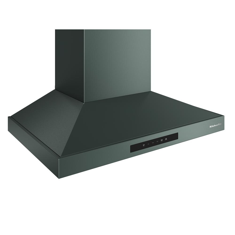 Matte black 36-inch wall-mount range hood with digital controls for kitchen ventilation in appliances collection