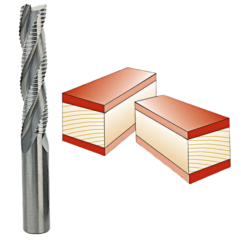 High-performance spiral upcut router bit for fast rough cutting in wood, featured in tool accessories and drill bits collections