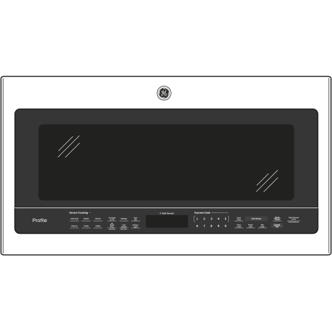 White over-the-range sensor microwave with digital controls and black glass window in Kitchen & Kitchenware collection