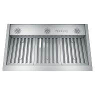 Stainless steel range hood insert with control panel and dimmable LED lighting for kitchen and appliances collections