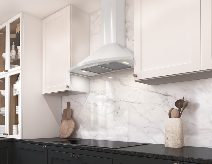 Savona Chimney Hood 36" LED 600 CFM, White