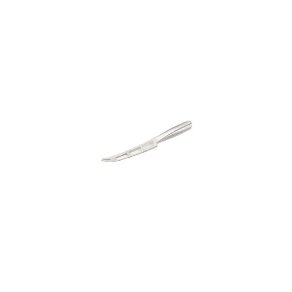 Brushed stainless steel soft cheese knife with vented blade, part of kitchen utensils and kitchenware collections under $50