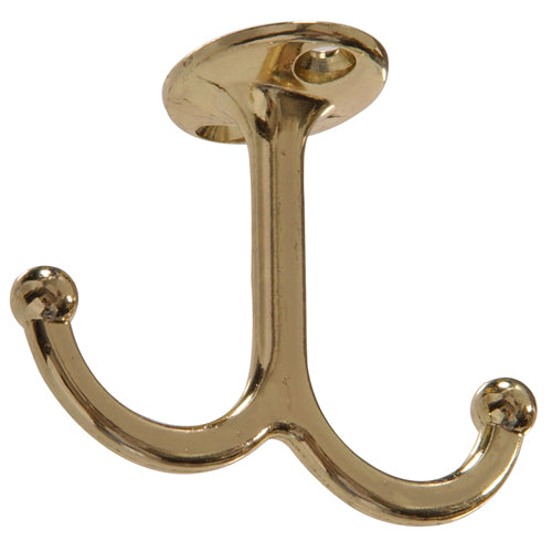Brass-finished undershelf double coat hook for storage and organization in hardware and dorm use under $50