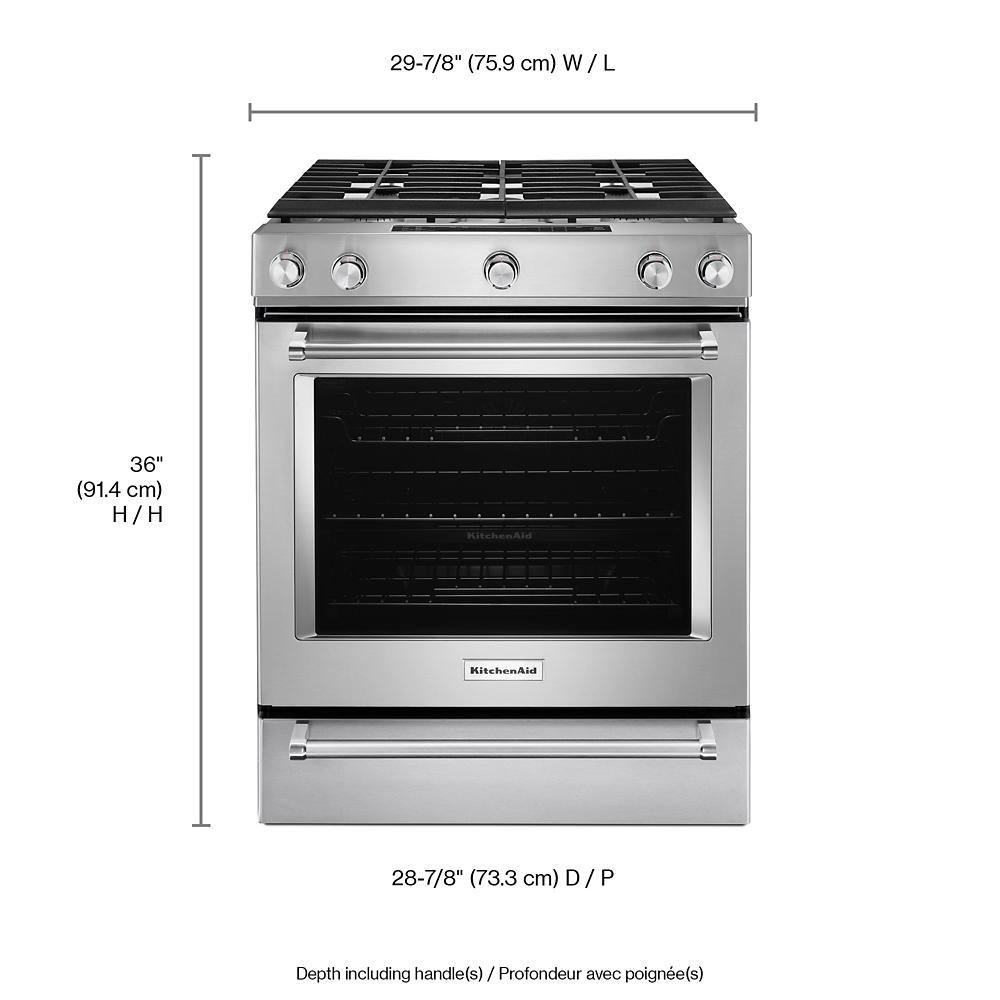 30-Inch 5 Burner Gas Convection Slide-In Range with Baking Drawer