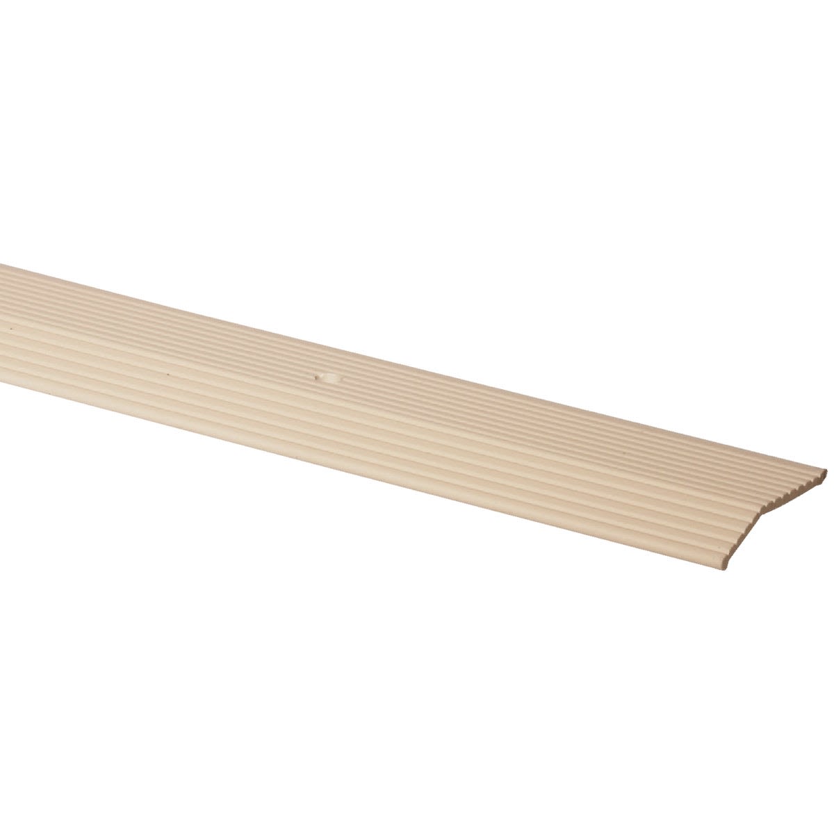 Almond-colored fluted aluminum trim bar for flooring transitions in home improvement and flooring tool collections