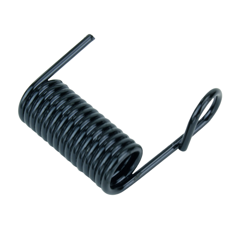 Black coated torsion spring for discharge chute, suitable for John Deere parts and hardware collections under $50