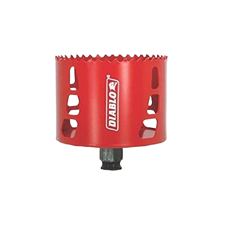 Red metal hole saw with sharp teeth and Snap-Lock mandrel for woodworking tools in Home Improvement collections under $50