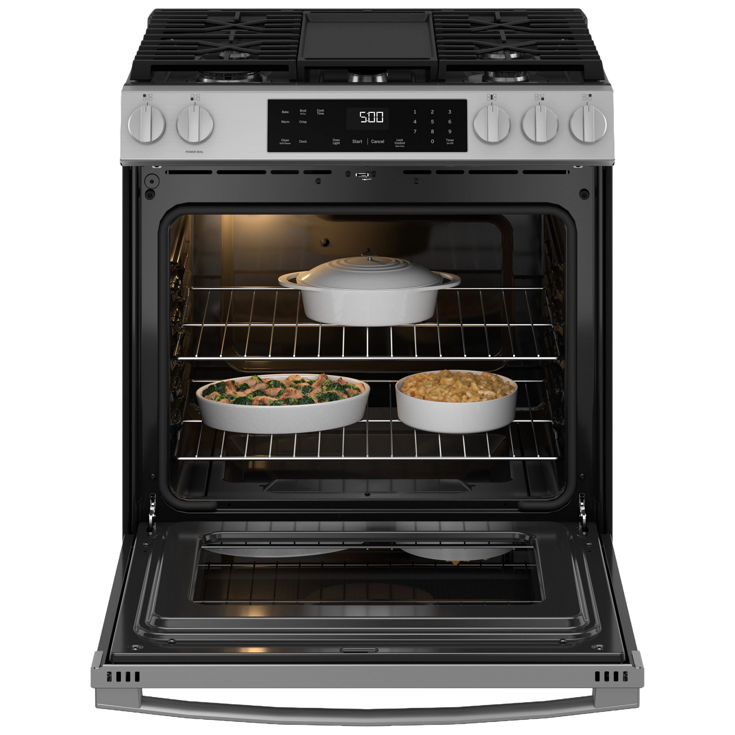 GE® 30" Slide-In Front-Control Gas Range with Crisp Mode