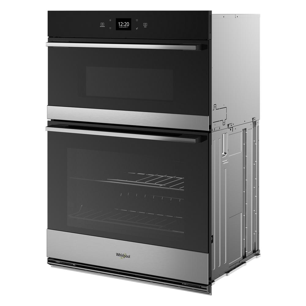 stainless steel and black glass combo wall oven designed for kitchen and home improvement appliances