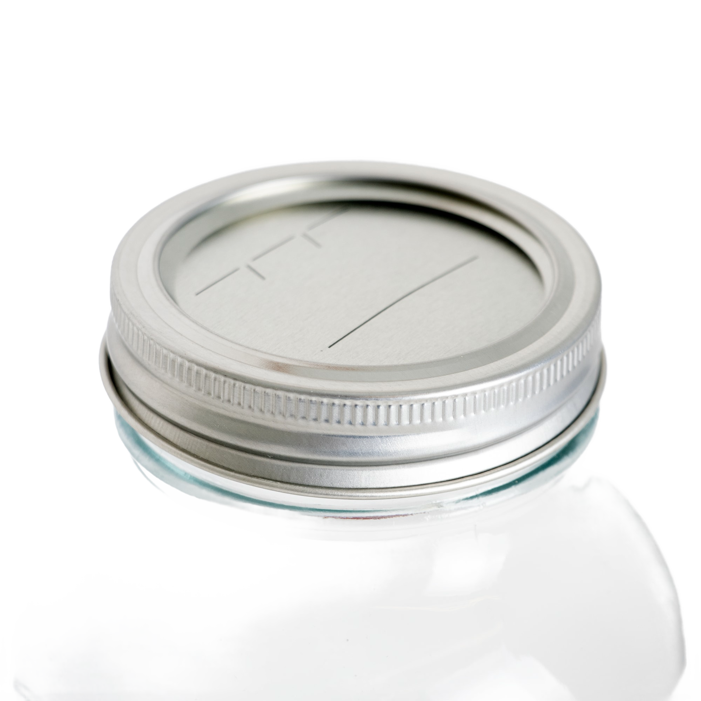 Silver-tone metal lid and band on clear glass regular-mouth jar in kitchenware under $50 collection