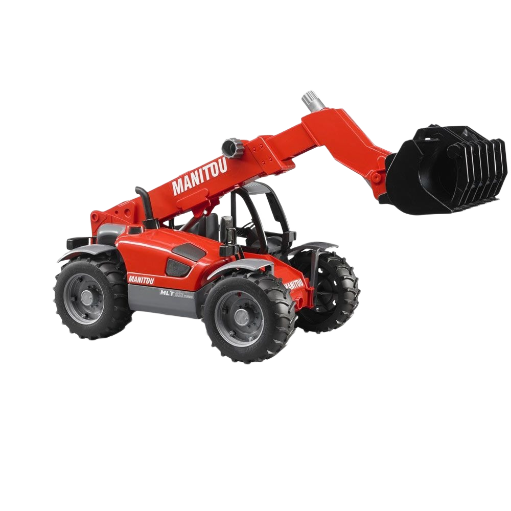 Red Bruder telescopic loader toy with extendable arm and black bucket in Vehicles & Remote Controlled Toys collection