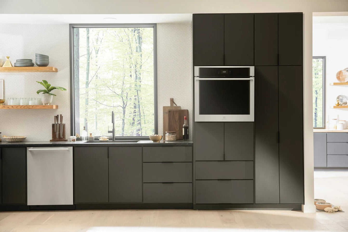 30-inch built-in electric single wall oven with air sous vide feature in modern kitchen appliances collection