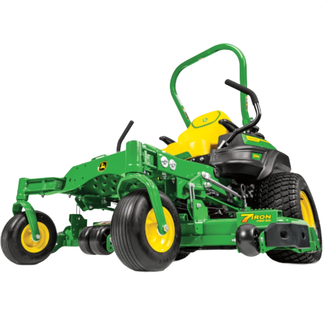 Green and yellow zero-turn mower with 60-inch deck and ergonomic controls for efficient lawn maintenance tasks