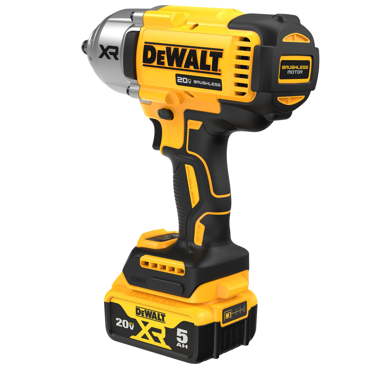 DEWALT 20V MAX* XR® 1/2" High Torque Impact Wrench With Hog Ring Anvil Kit w/(2) 5.0 Ah Batteries & Charger Kit