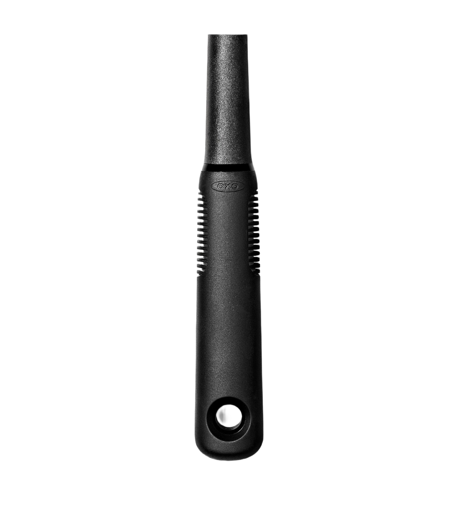 Black ergonomic handle with textured grip for kitchen utensils in cooking and kitchen gadgets collections