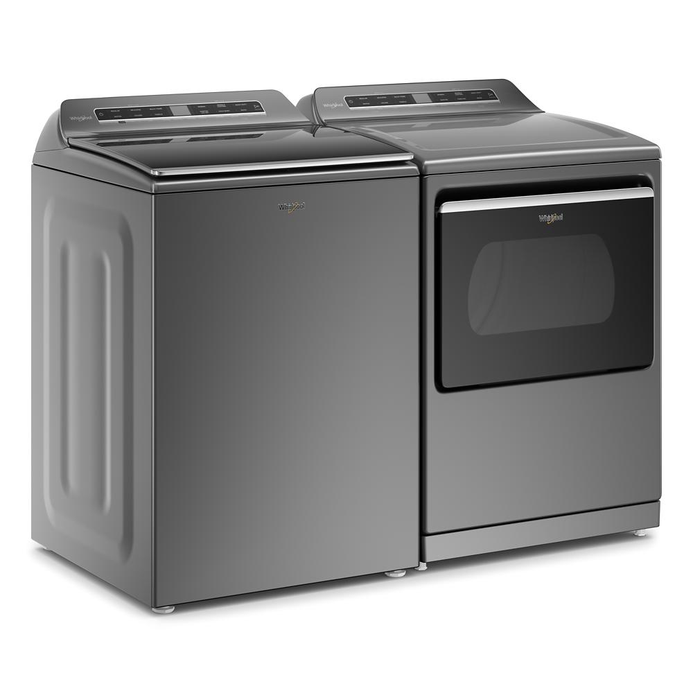 Modern dark gray top load washer and matching gas dryer from Washers & Dryers and Appliances collections