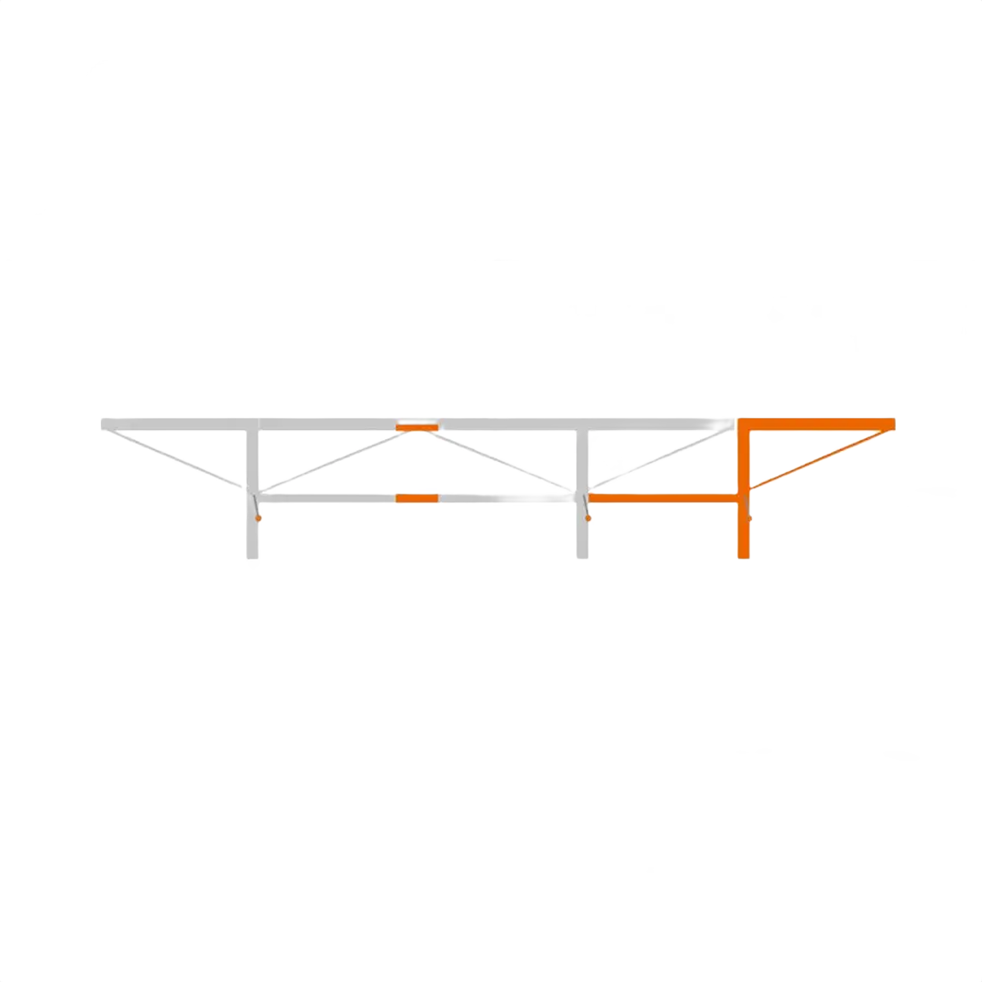 Metal extension frame with orange log lifter attachment designed for woodworking and home improvement tasks