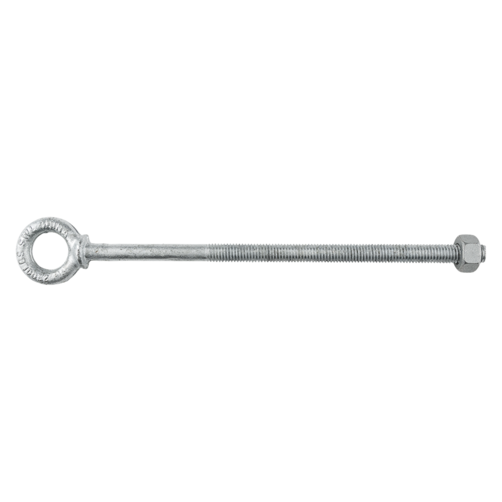 Galvanized eye bolt with threaded shaft and shoulder for secure fastening in hardware and fasteners under $50 tools