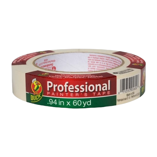 Beige Duck Brand professional painter’s tape roll, .94 inch by 60 yards for precise lines in home improvement projects
