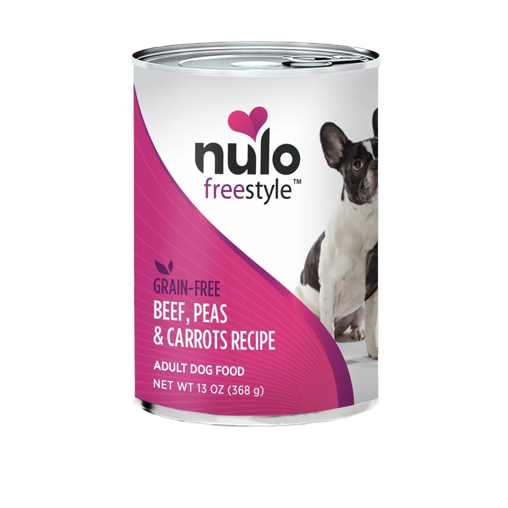 Canned grain-free dog food with beef, peas, and carrots for pet food and dog supplies collections under $25