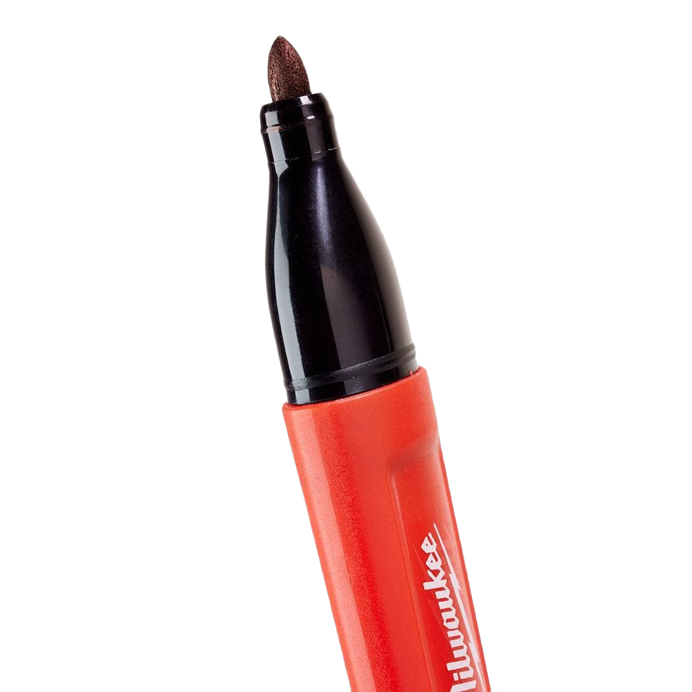 Single black medium-point jobsite marker with clog-resistant tip for woodworking and measuring tools under $50
