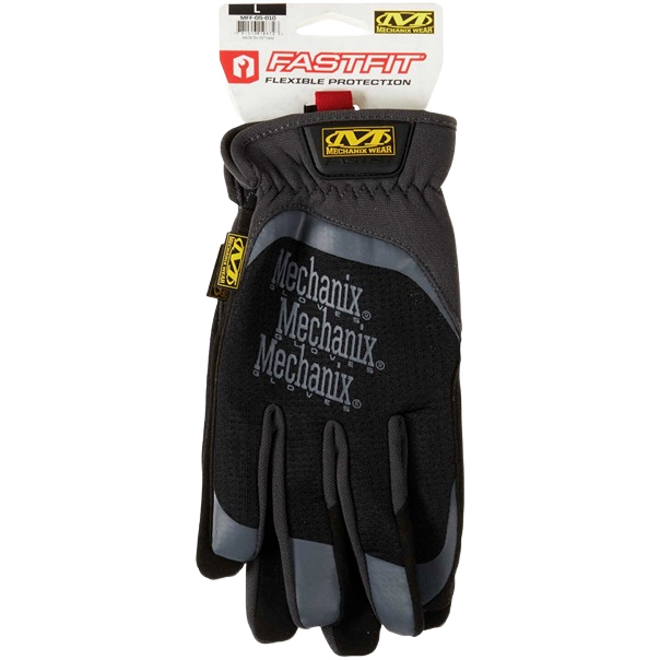 Large black synthetic work glove with flexible protection, designed for safety and home improvement tasks