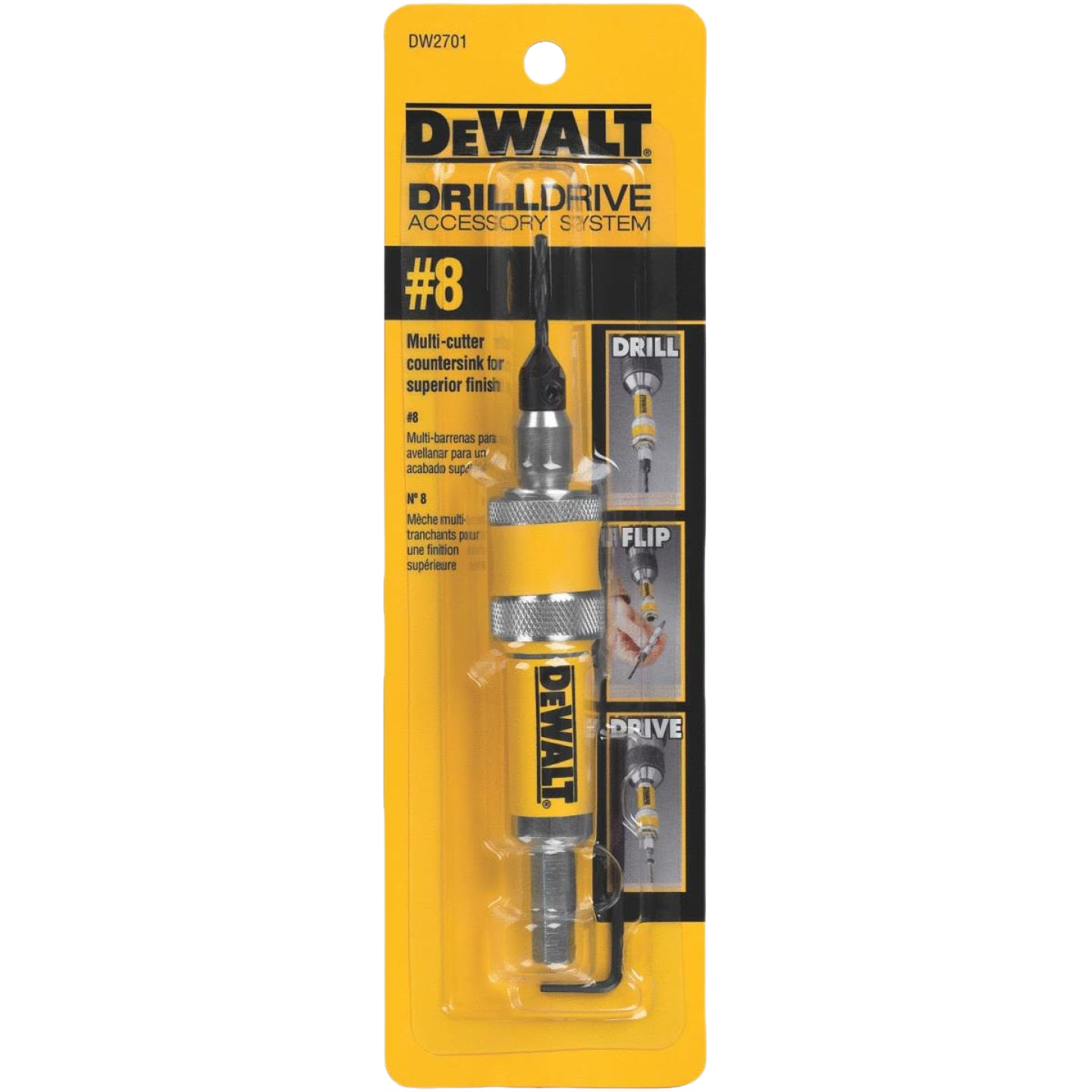 Yellow and black multi-cutter countersink drill accessory with ergonomic grip for tools and home improvement tasks
