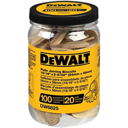 Jar of 100 compressed Beech joining biscuits for woodworking projects in Dewalt tool accessories under $50 collection