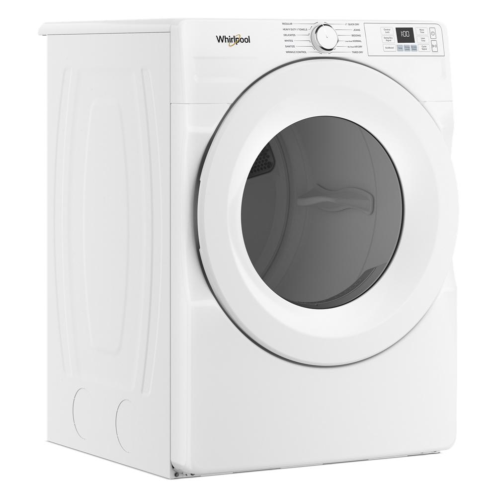 White front load gas dryer with digital controls and large circular door from washers and dryers collection