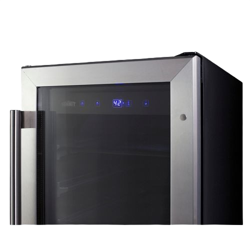 stainless steel built-in beverage center with digital temperature display and T2 tinted glass door in refrigerators collection