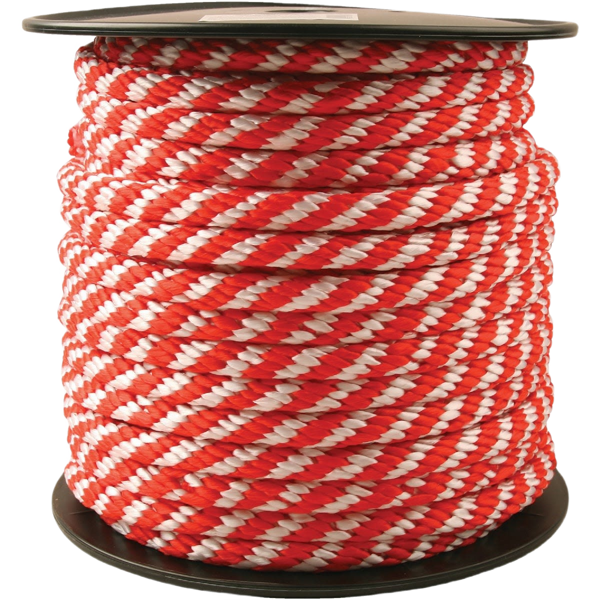 Spool of red and white polypropylene bulk rope for home improvement and general purpose use