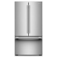 Stainless steel counter-depth refrigerator with French doors and a bottom freezer drawer, part of Refrigerators, French Door Refrigerators, Kitchen & Kitchenware, All Products, KitchenAid, Appliances collections.