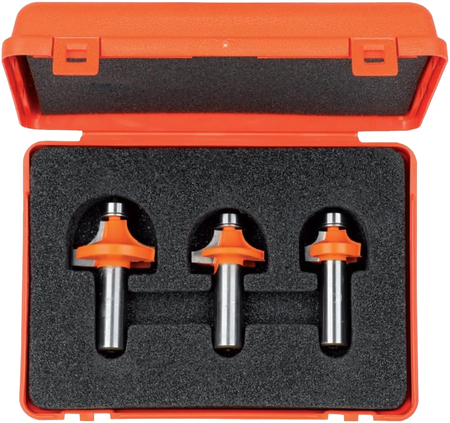 CMT Orange Tools 1/4” - 3/8” - 1/2”, 3-Pc Roundover Bit Set, 1/2" Shank