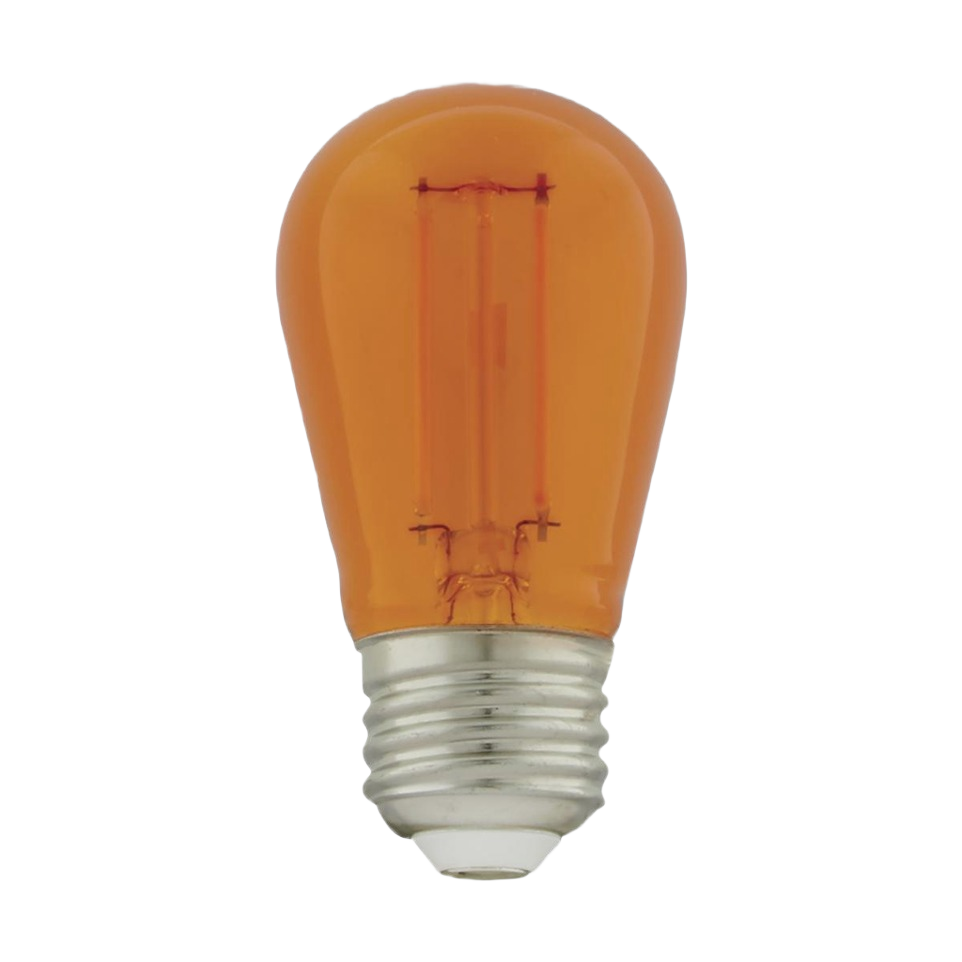 Vintage-style orange transparent LED light bulb with metal base for lighting and electrical collections under $50