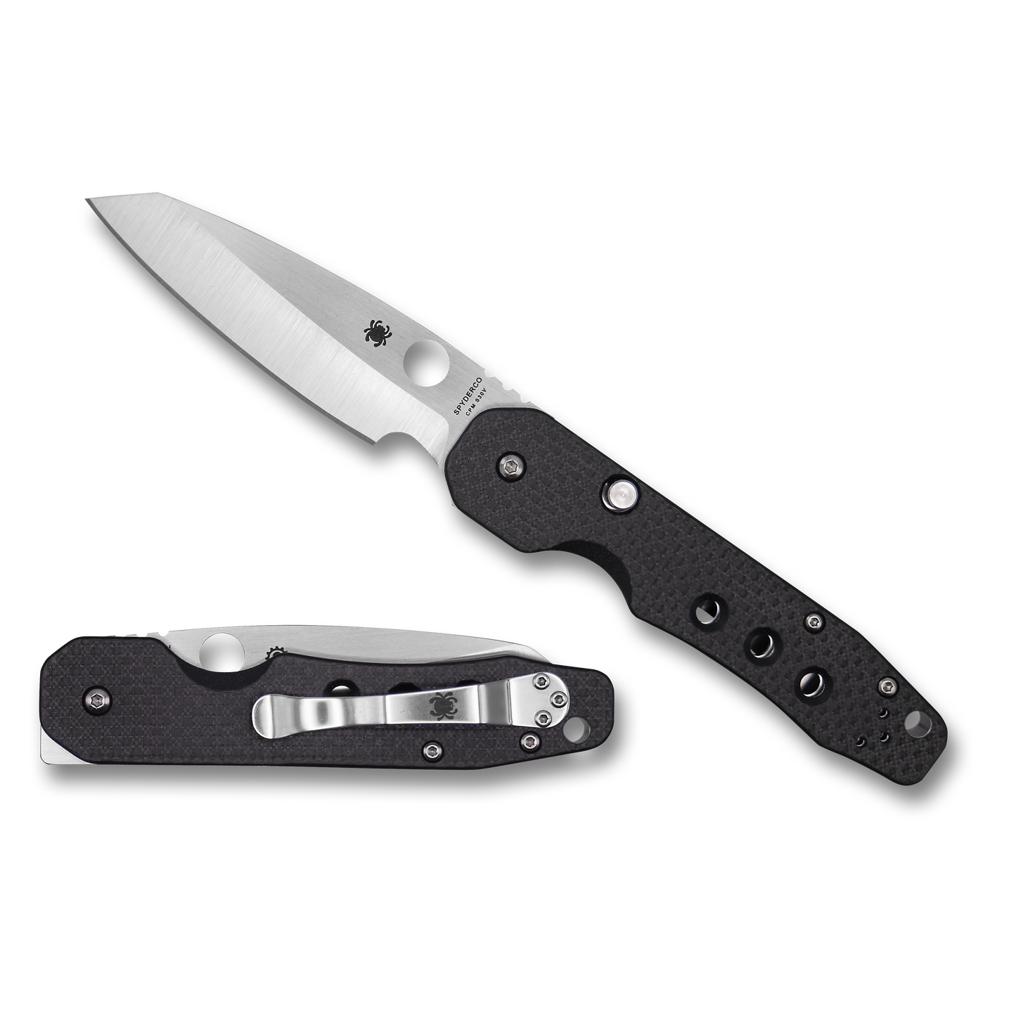 Black multi-tool folding knife with textured handle and stainless steel blade for cutting and woodworking tools collections