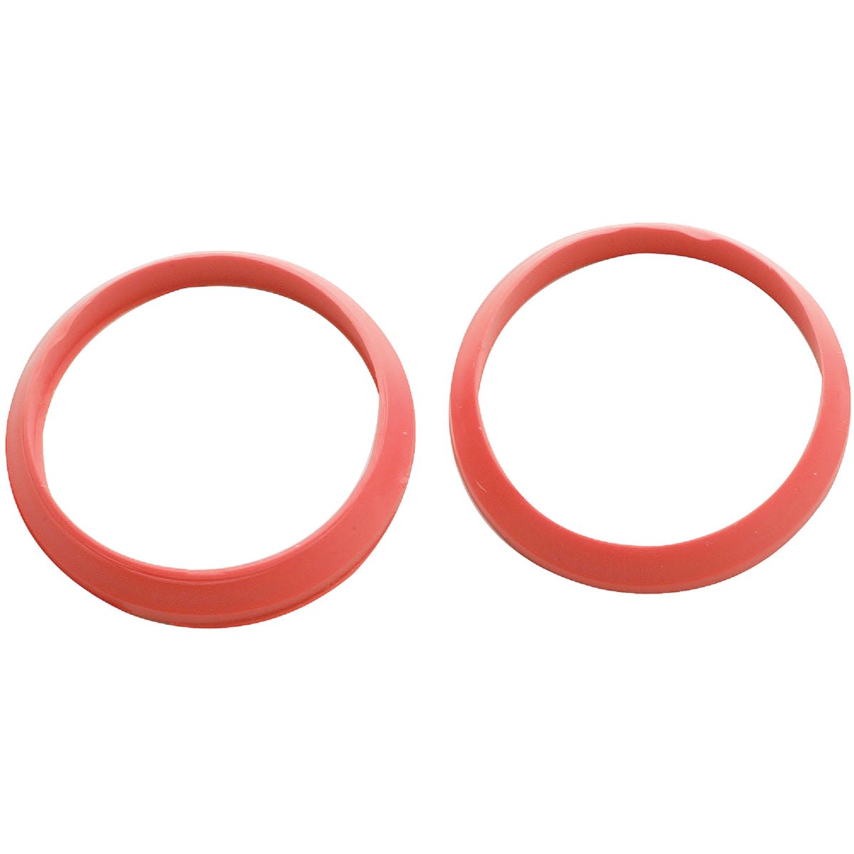 Two red rubber slip-joint washers designed for plumbing repairs and maintenance in home improvement tasks