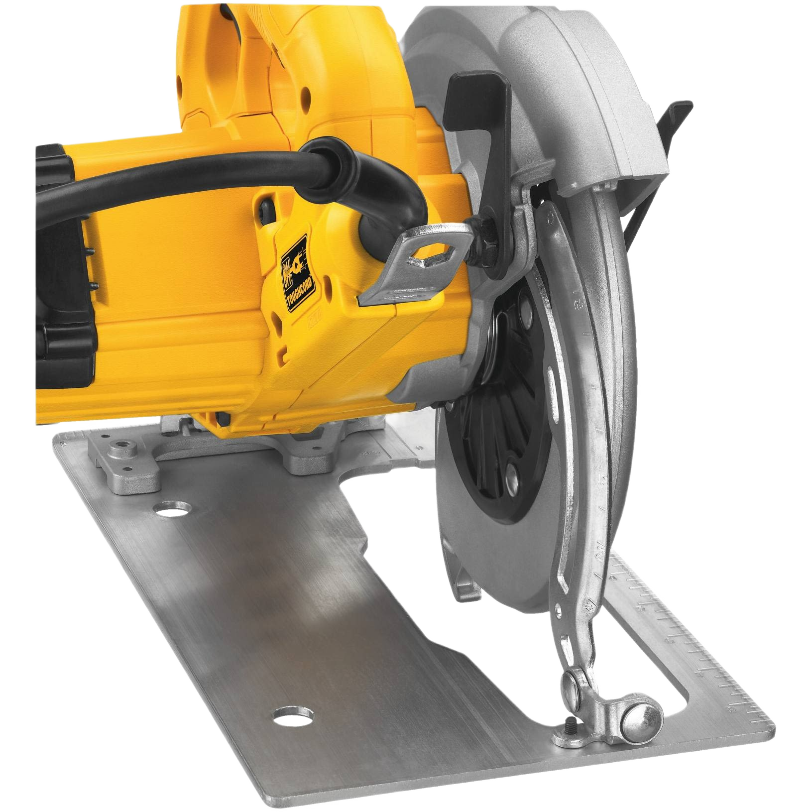 Yellow compact circular saw with metal base for versatile cutting in power tools and home improvement projects