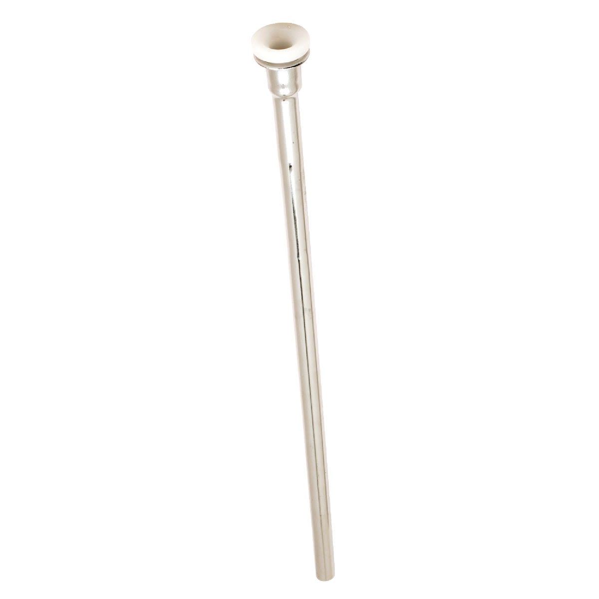 Polished chrome toilet supply tube, 3/8 inch diameter and 20 inches long for plumbing and faucet repair projects.